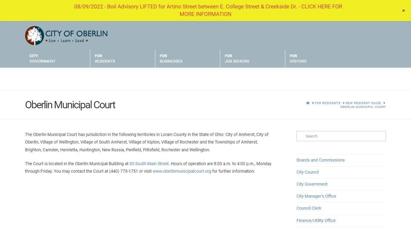 Oberlin Municipal Court - City of Oberlin